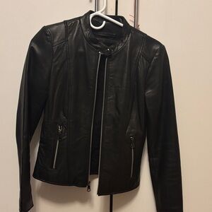 Women's Black Leather Moto Jacket